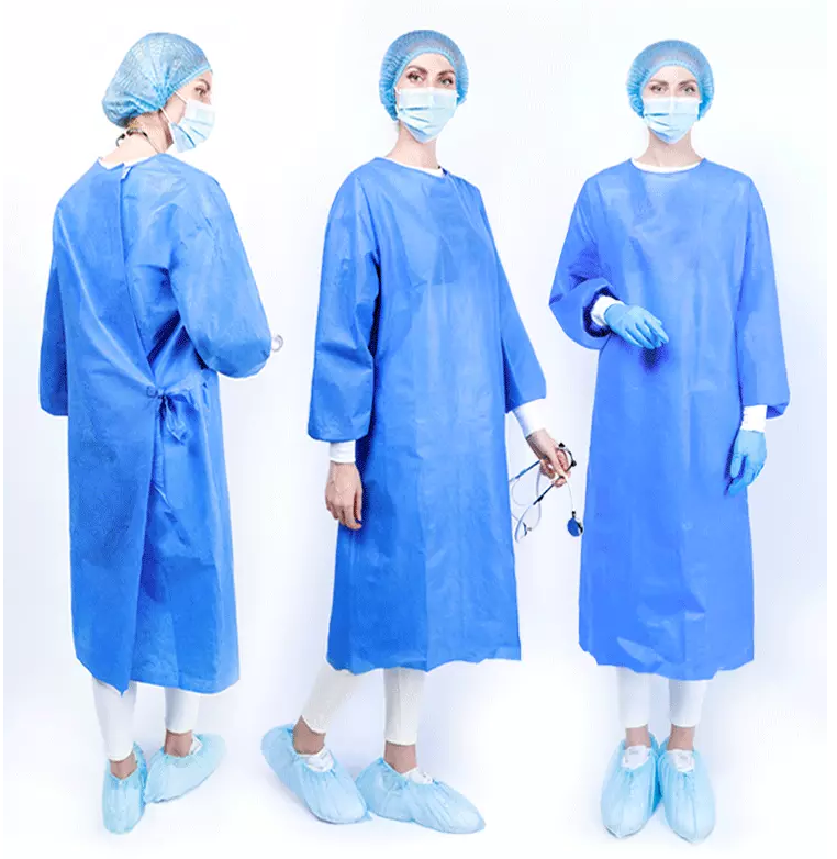 Blue surgical gown and protective attire